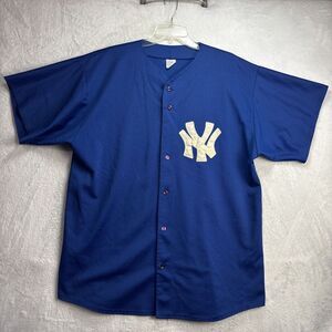 Vintage New York Yankees Jersey Mens Large Blue Blank Tag USA XL